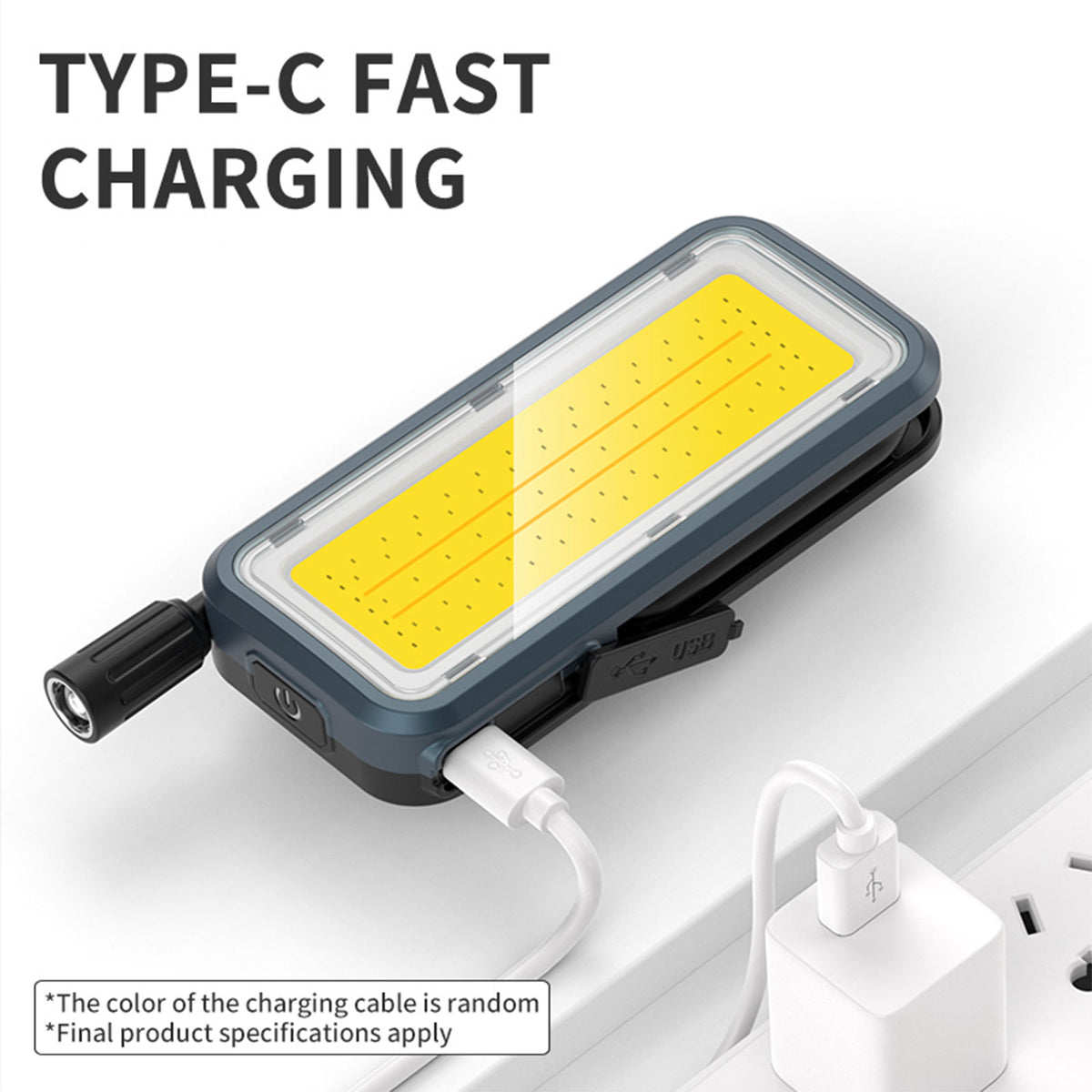 Smiling Shark 6-Mode Magnetic Work Light USB-C, 2-6Hr, COB, Waterproof  With Power Bank-5139