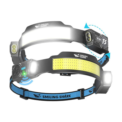 Smiling Shark S-01F Super Bright COB LED Headlamp 6 Modes Wave Sensor USB-C Rechargeable 2400mAh