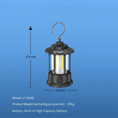 Smiling Shark LY-8348 Retor LED Camping Lantern Lamp Rechargeable Hanging Cob Floodlight