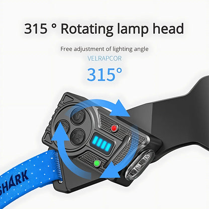 Smiling Shark S-01F Super Bright COB LED Headlamp 6 Modes Wave Sensor USB-C Rechargeable 2400mAh
