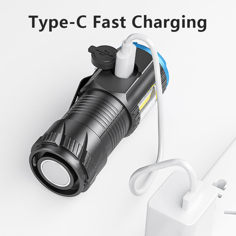 Smiling Shark Mini Led Flashlight- USB-C Rechargeable,Waterproof, With Magnetic Tail and Clip-SD1026