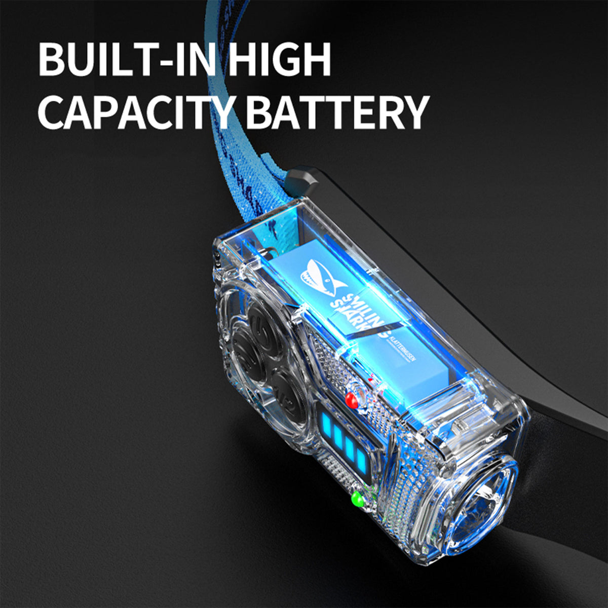 Smiling Shark S-01F Super Bright COB LED Headlamp 6 Modes Wave Sensor USB-C Rechargeable 2400mAh