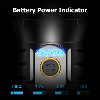 Smiling Shark -SD7009 Flashlight 12000 Lumens Type-C Rechargeable Flashlight Lighting Torch 3 modes Zoomable Waterproof Light With Power Bank Function