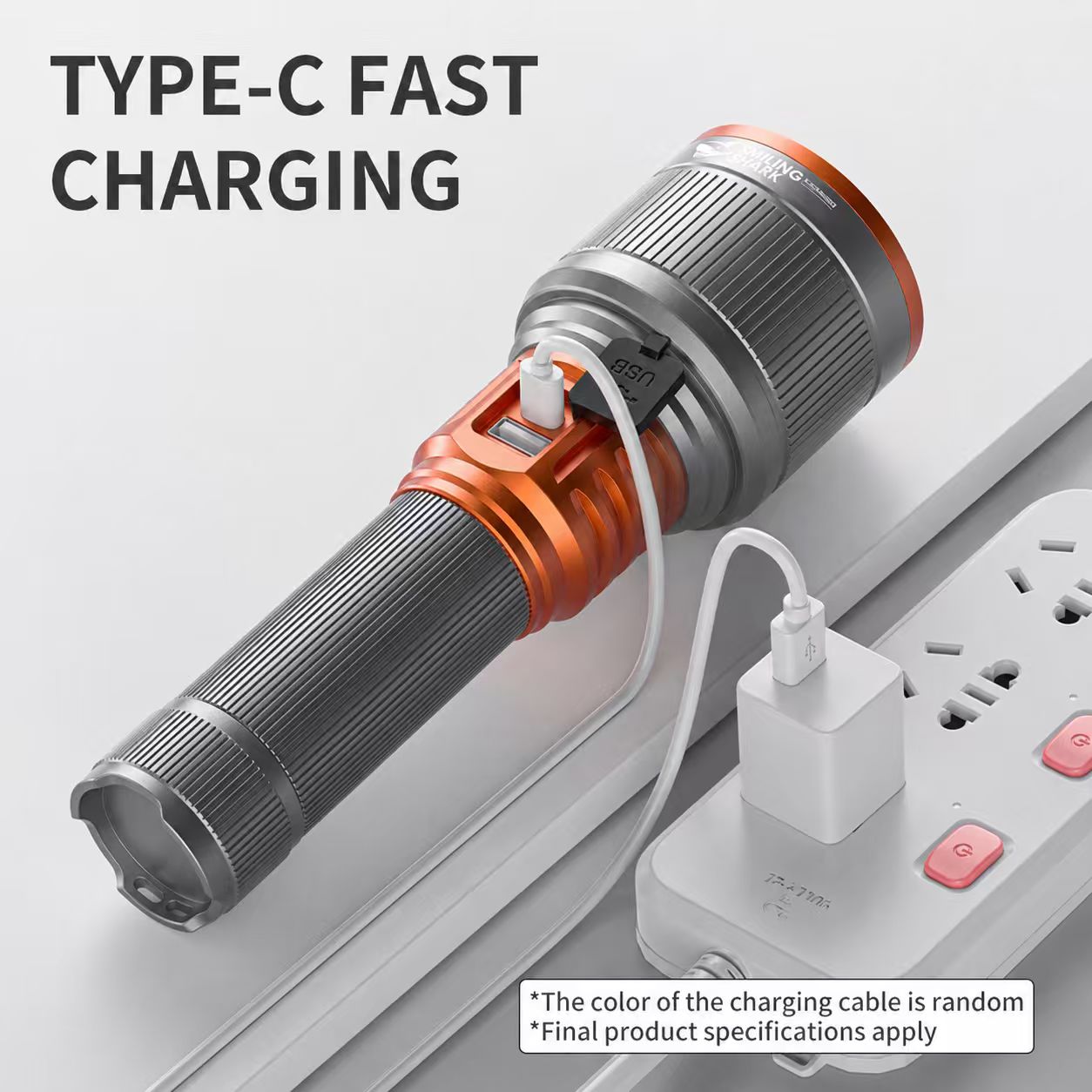 Smiling Shark SD-5410 M80 LED Torch, Zoomable, 5Modes, 5000mAh, Type-C Charge, Power Display