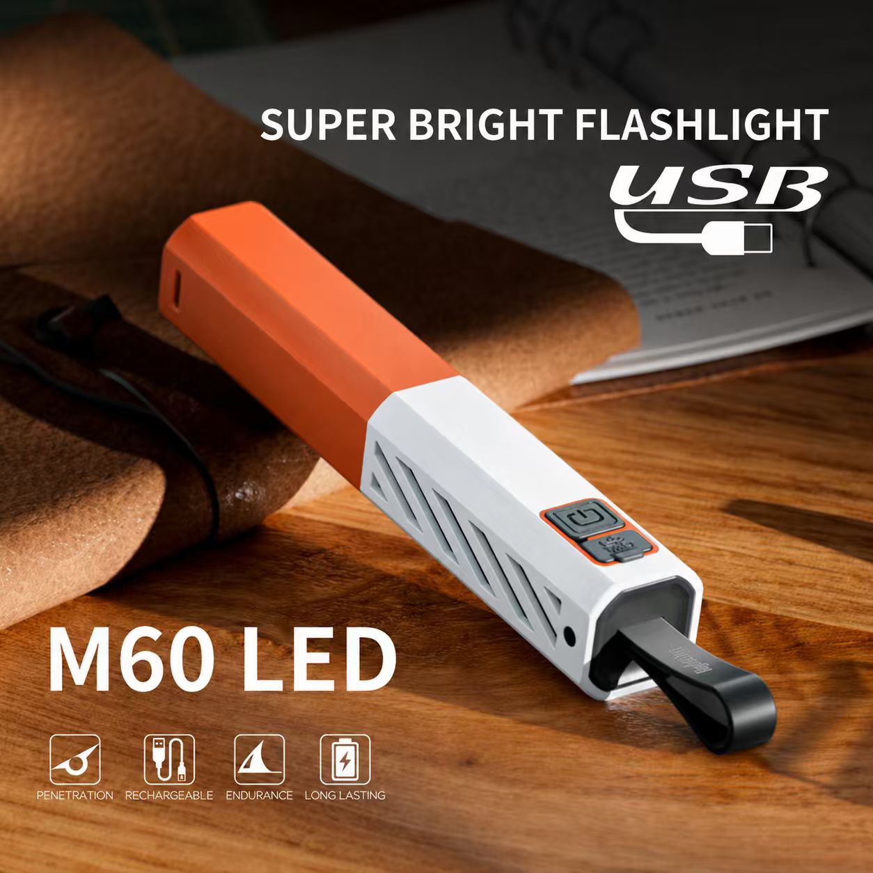 Smiling Shark sd-1020A Super Bright Zoomable Torch 5 Modes, Type-C Fast Charging, 1800mAh Battery