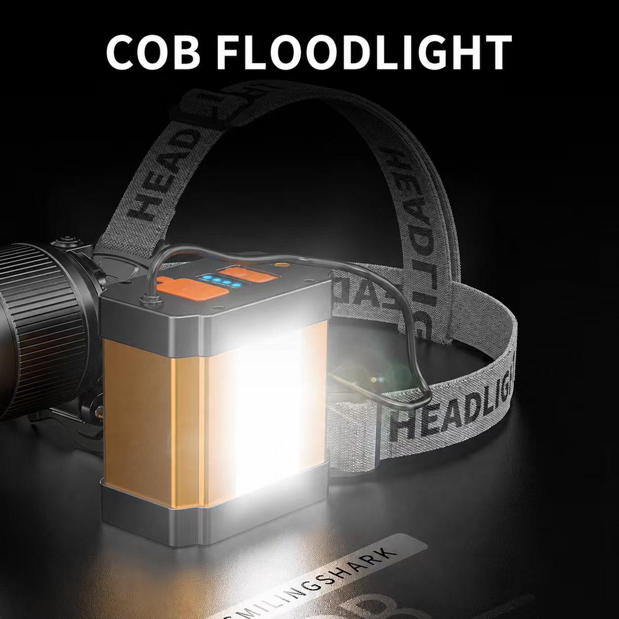 Smiling Shark TD-0262 Super Bright 10000 Lumens LED Rechargeable Headlights COB Floodlight Zoomable Type-C