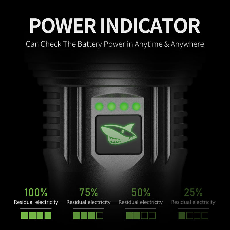 Smiling Shark SD-5276  Super Bright 14400mAh M80 10000 lumens Rechargeable Torch Type-C Zoomable Aluminum Body Power Bank 5 Modes Waterproof  With Power Bank Function