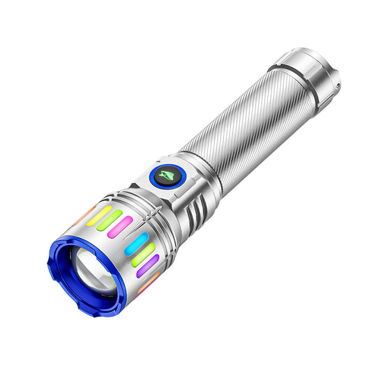 SmilingShark SD5255 LED Torch Light Super Bright Strong Light M60 6000lm Flashlight with High Precision Lens Zoomable Type-C Rechargeable 4modes Waterproof for Outdoor Camping Hiking