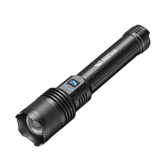 Smiling Shark SD5212 Powerful Flashlight 6000 lumens Torch Light Super Bright Type-C Rechargeable 4modes Zoomable Waterproof for Camping Hiking Working