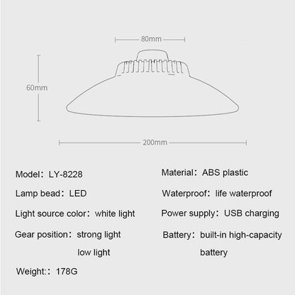 Smiling Shark LY8228 Super Bright Led Lantern Camping Light Lamp 2 Modes Type-c Rechargeable Waterproof