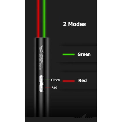 SmilingShark Portable Green & Red Laser Pointer Laser Pen Light Type-C Rechargeable Cat Play Laser Light Pen-313-black