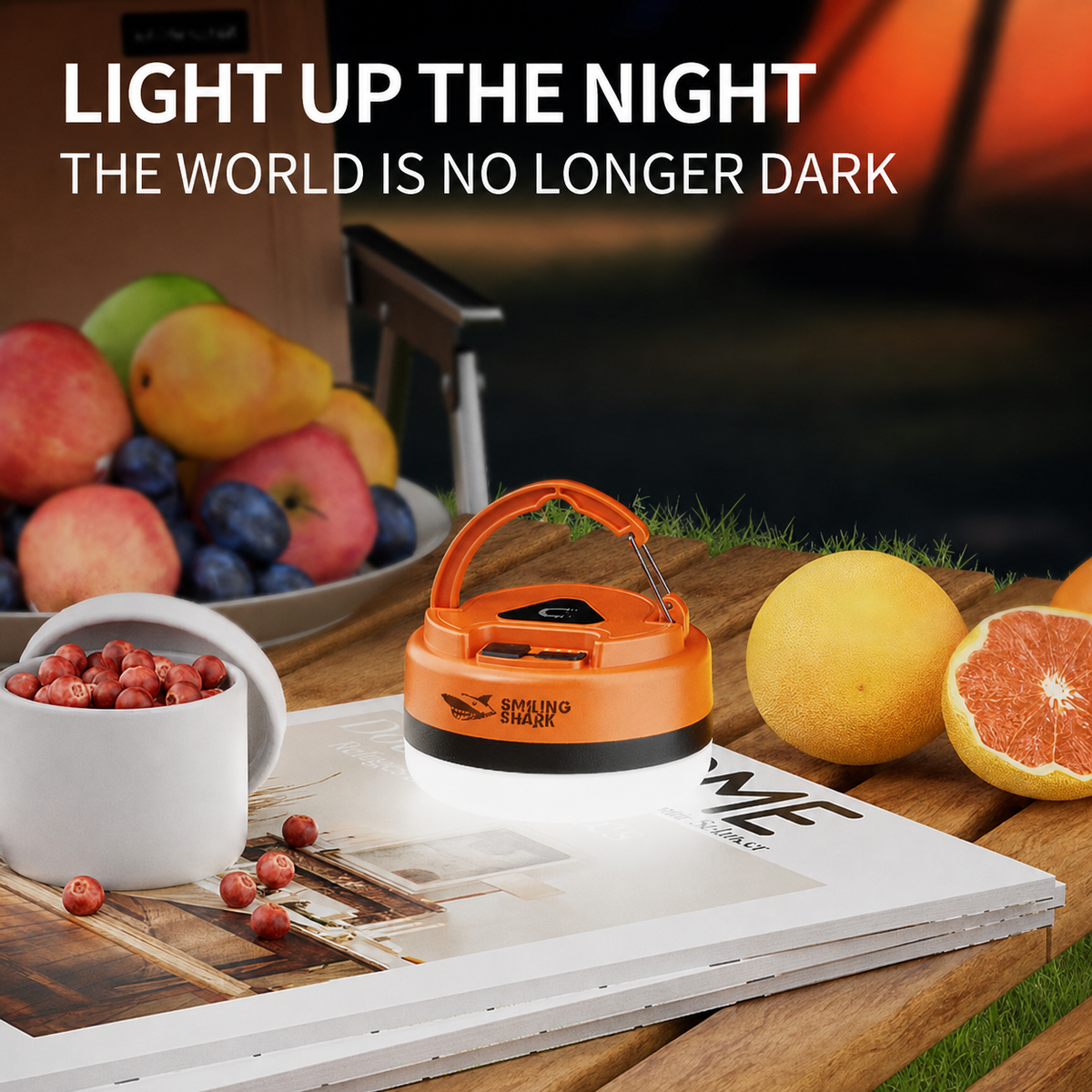 Smiling Shark 8308 Rechargeable Magnetic Camping Light Type-C , 3 Modes, Hook,Camping Lamp