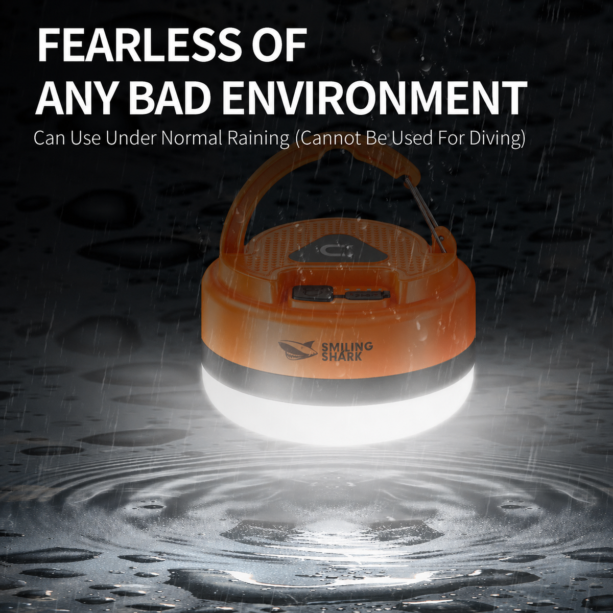 Smiling Shark 8308 Rechargeable Magnetic Camping Light Type-C , 3 Modes, Hook,Camping Lamp