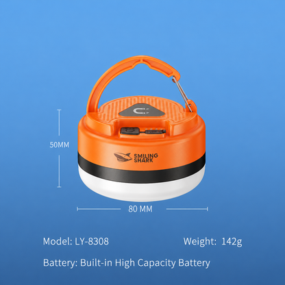 Smiling Shark 8308 Rechargeable Magnetic Camping Light Type-C , 3 Modes, Hook,Camping Lamp