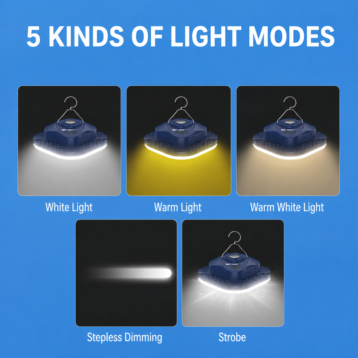 Smiling Shark LY-8327C LED Magnetic Camping Lights 10400 mAh 6000 LMS USB-C Rechargeable  LED Magnetic Hanging Lantern 5Modes