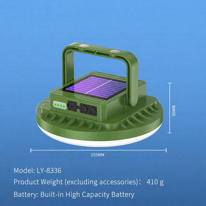 Smiling Shark LY-8336 Solar Magnetic Camping Lamp 6000LMS 5 Modes USB-C,, 4800mAh,Stepless Dimming Lantern, Power Display, Waterproof