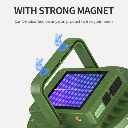 Smiling Shark LY-8336 Solar Magnetic Camping Lamp 6000LMS 5 Modes USB-C,, 4800mAh,Stepless Dimming Lantern, Power Display, Waterproof