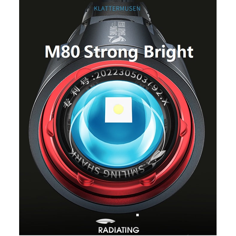 Smiling Shark -SD7009 Flashlight 12000 Lumens Type-C Rechargeable Flashlight Lighting Torch 3 modes Zoomable Waterproof Light With Power Bank Function