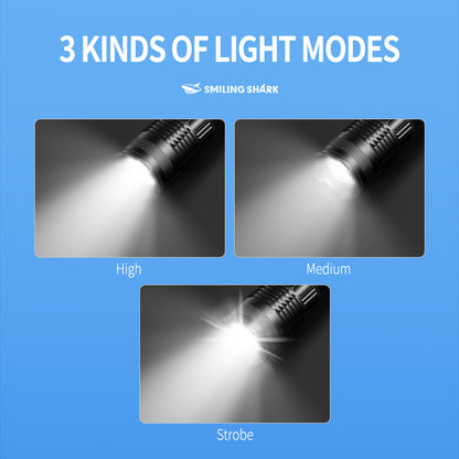Smiling Shark LED Flashlight -6000 Lumens Super Bright, Zoomable, With Stepless Dimming & USB-C-5229