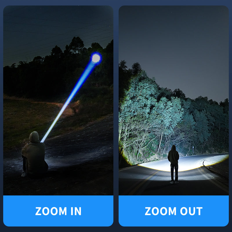 Smiling Shark LED Flashlight -6000 Lumens Super Bright, Zoomable, With Stepless Dimming & USB-C-5229
