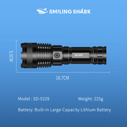 Smiling Shark LED Flashlight -6000 Lumens Super Bright, Zoomable, With Stepless Dimming & USB-C-5229