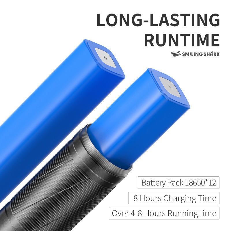 Smiling Shark SD-5276  Super Bright 14400mAh M80 10000 lumens Rechargeable Torch Type-C Zoomable Aluminum Body Power Bank 5 Modes Waterproof  With Power Bank Function