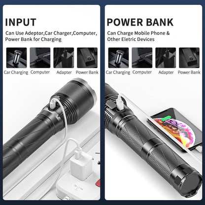 Smiling Shark SD-5276  Super Bright 14400mAh M80 10000 lumens Rechargeable Torch Type-C Zoomable Aluminum Body Power Bank 5 Modes Waterproof  With Power Bank Function
