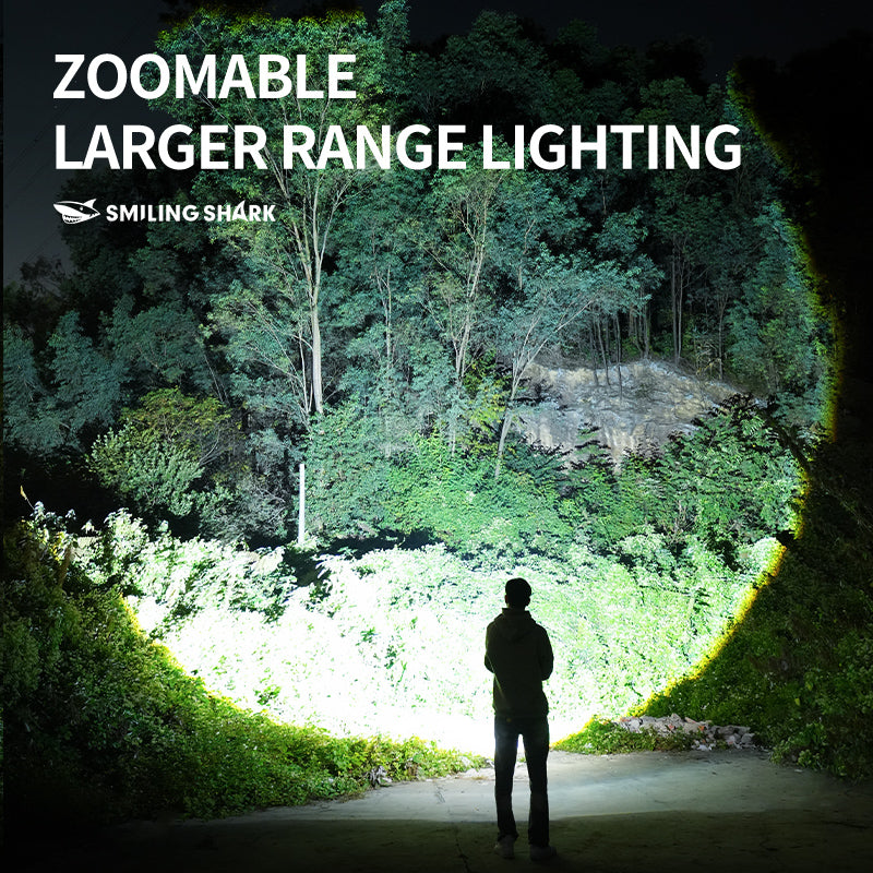 Smiling Shark SD-5395 LED Flashlight Super Bright M60 7000LM 4 Mode Type-c Rechargeable Torch Light Waterproof Zoomable
