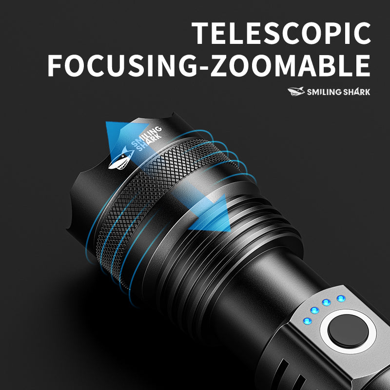 Smiling Shark SD-5395 LED Flashlight Super Bright M60 7000LM 4 Mode Type-c Rechargeable Torch Light Waterproof Zoomable