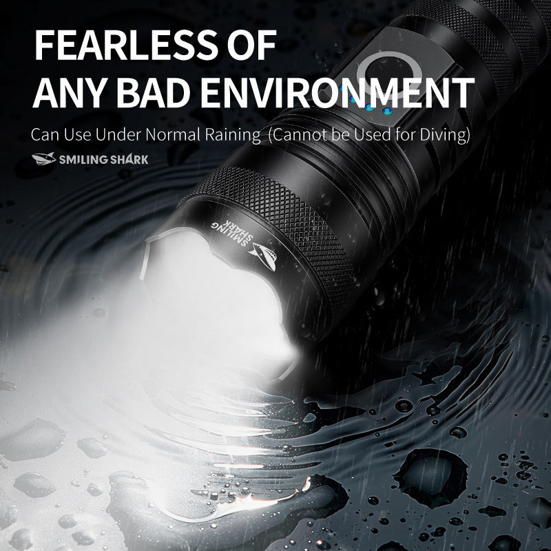 Smiling Shark SD-5395 LED Flashlight Super Bright M60 7000LM 4 Mode Type-c Rechargeable Torch Light Waterproof Zoomable
