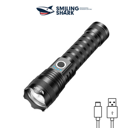 Smiling Shark SD-5395 LED Flashlight Super Bright M60 7000LM 4 Mode Type-c Rechargeable Torch Light Waterproof Zoomable