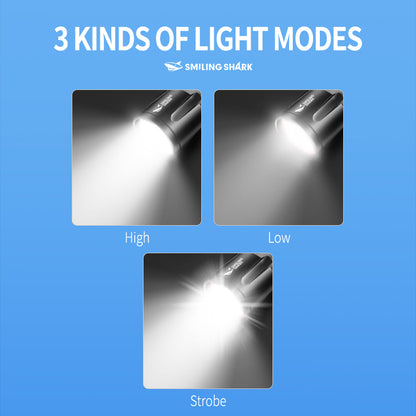 Smiling Shark SD-7008 Flashlight 12000 lumens Torches Rechargeable Type-C Rechargeable 3 modes Zoomable Waterproof With Power Bank Function