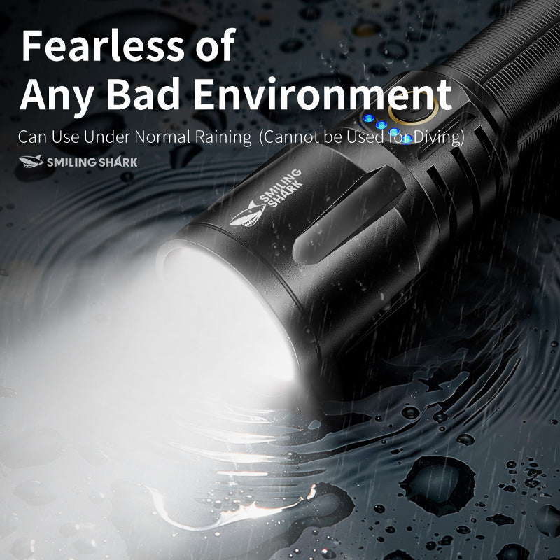 Smiling Shark SD-7008 Flashlight 12000 lumens Torches Rechargeable Type-C Rechargeable 3 modes Zoomable Waterproof With Power Bank Function