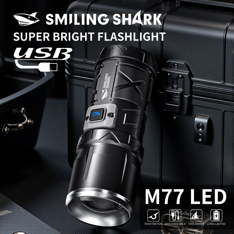 Smiling Shark SD-7100 Flashlight Super Bright 10000 lumens Torches Rechargeable Type-C Usb Rechargeable Zoomable Waterproof With Powerbank Function&nbsp;