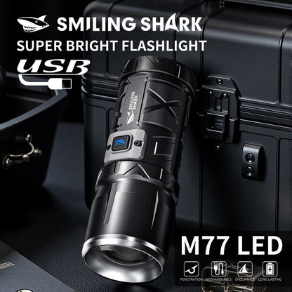 Smiling Shark SD-7100 Flashlight Super Bright 10000 lumens Torches Rechargeable Type-C Usb Rechargeable Zoomable Waterproof With Powerbank Function&nbsp;