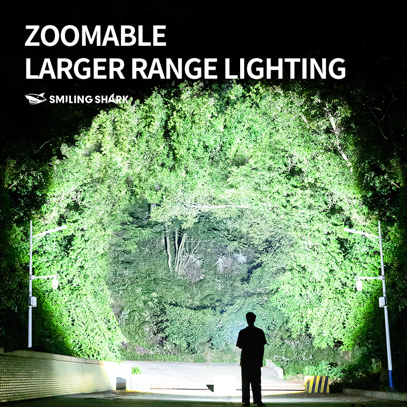 Smiling Shark SD-7100 Flashlight Super Bright 10000 lumens Torches Rechargeable Type-C Usb Rechargeable Zoomable Waterproof With Powerbank Function&nbsp;