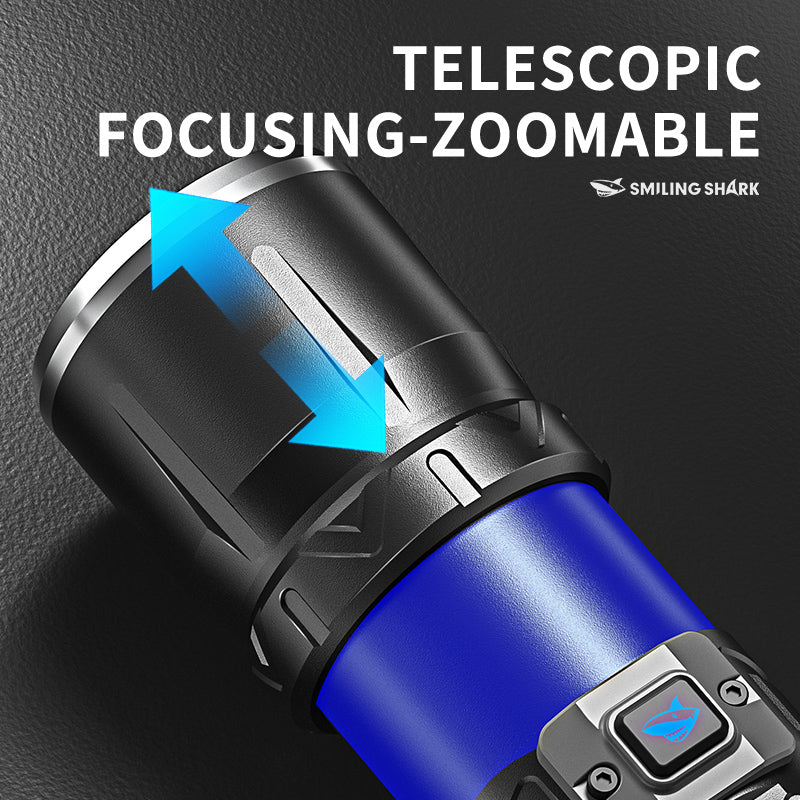 Smiling Shark SD-7100 Flashlight Super Bright 10000 lumens Torches Rechargeable Type-C Usb Rechargeable Zoomable Waterproof With Powerbank Function&nbsp;