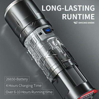 Smiling Shark SD-7100 Flashlight Super Bright 10000 lumens Torches Rechargeable Type-C Usb Rechargeable Zoomable Waterproof With Powerbank Function&nbsp;