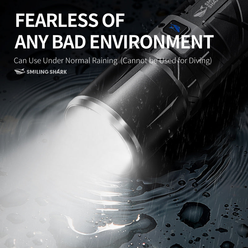 Smiling Shark SD-7100 Flashlight Super Bright 10000 lumens Torches Rechargeable Type-C Usb Rechargeable Zoomable Waterproof With Powerbank Function&nbsp;