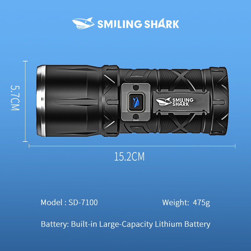 Smiling Shark SD-7100 Flashlight Super Bright 10000 lumens Torches Rechargeable Type-C Usb Rechargeable Zoomable Waterproof With Powerbank Function&nbsp;
