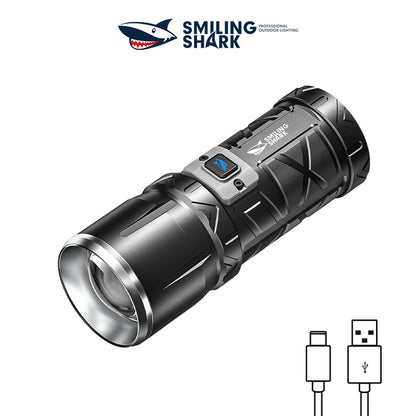Smiling Shark SD-7100 Flashlight Super Bright 10000 lumens Torches Rechargeable Type-C Usb Rechargeable Zoomable Waterproof With Powerbank Function&nbsp;