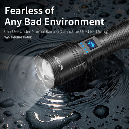 SmilingShark SD7171 Torch light Super Bright M60 6000lm Powerful Flashlight with Power Display 4modes Zoomable Type-C Rechargeable Waterproof for Camping Hiking Household