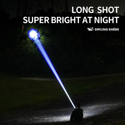 Smiling Shark SD-8107 Super Bright 7000 Lumens Type-C Rechargeable Torch Light Torches Rechargeable Flashlight Lighting 5 Models Zoomable Waterproof