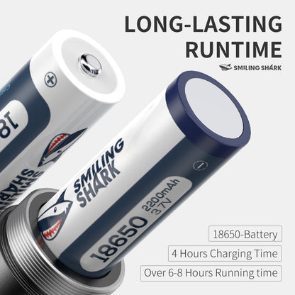 Smiling Shark SD-8107 Super Bright 7000 Lumens Type-C Rechargeable Torch Light Torches Rechargeable Flashlight Lighting 5 Models Zoomable Waterproof