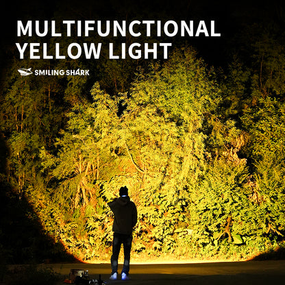 Smiling Shark 6000LM LED Headlamp 3-Color White/Yellow/Blue Modes Rechargeable Zoom Headlight-0157C
