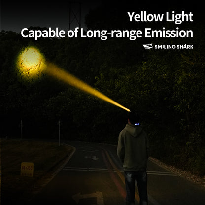 Smiling Shark 6000LM LED Headlamp 3-Color White/Yellow/Blue Modes Rechargeable Zoom Headlight-0157C