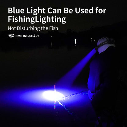 Smiling Shark 6000LM LED Headlamp 3-Color White/Yellow/Blue Modes Rechargeable Zoom Headlight-0157C