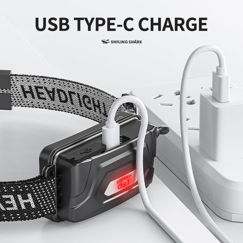 Smiling Shark 6000LM LED Headlamp 3-Color White/Yellow/Blue Modes Rechargeable Zoom Headlight-0157C