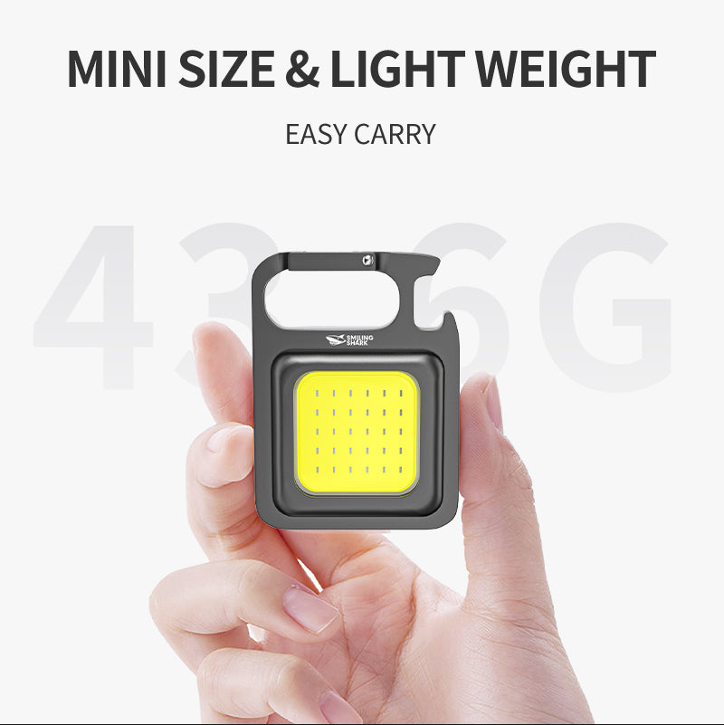 Smiling Shark 2 Pack Tip-003 Rechargeable Magnetic Keychain Flashlight COB Torch light 4 Modes with Bracket Bottle Opener