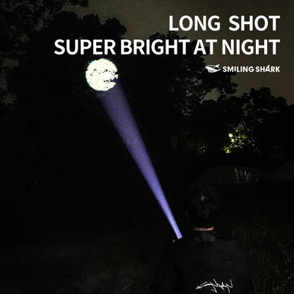 Smiling Shark X71 Super Bright 6000LMS Led Torch 5 Modes Type-C Rechargeable Flashlight Lighting Zoomable Waterproof